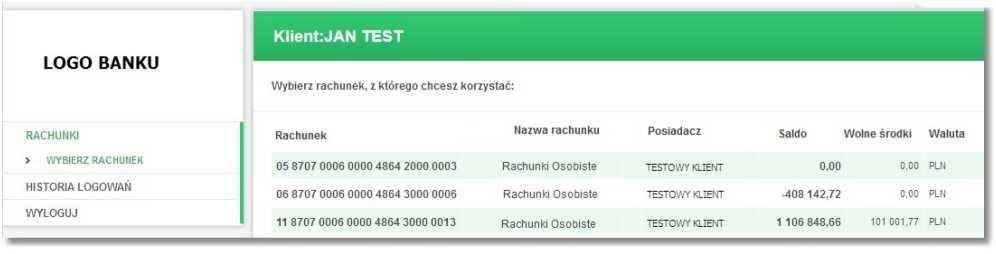 Artykuł IV. Rachunki Sekcja 4.01 Wybierz rachunek Rachunki to domyślne okno, jakie zostaje uruchomione po zarejestrowaniu się użytkownika w systemie.