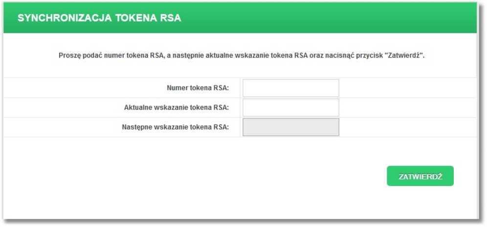 Artykuł XI. Synchronizacja tokena RSA Wybór opcji Synchronizacja tokena RSA umożliwia synchronizację tokena RSA.