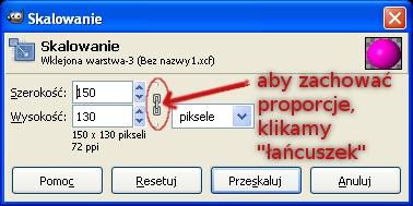 Warstwę przesuwamy narzędziem przesuwanie Ustawiamy w opcjach narzędzia w oknie 'Narzędziówka' Przemieszcza aktywną warstwę i umieszczamy tak, aby widoczny po kliknięciu obrazka pośrodku obrazka