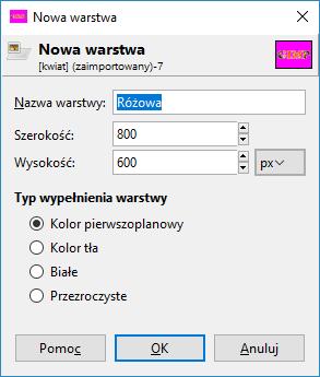 Tworzymy nową warstwę o nazwie Różowa o typie Kolor pierwszoplanowy Rysunek 90.