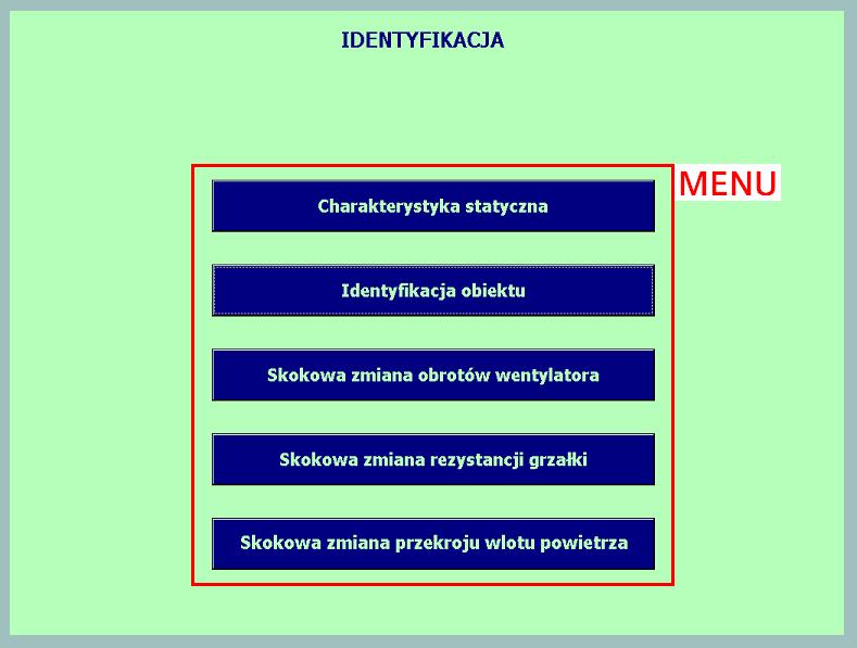 Identyfikacja obiektu układu regulacji temperatury powietrza przepływającego przez rurociąg