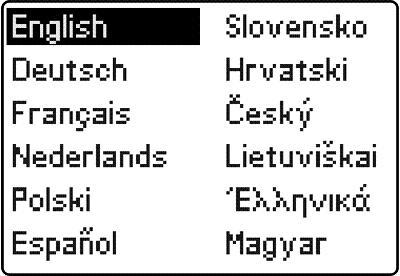 PODSTAWOWE USTAWIENIA REGULATORA WYBÓR JĘZYKA Aby dokonać wyboru języka, należy wybrać: USTAWIENIA PODSTAWOWE > WYBÓR JĘZYKA Wybrać właściwy język i zatwierdzić wybór naciskając pokrętło.