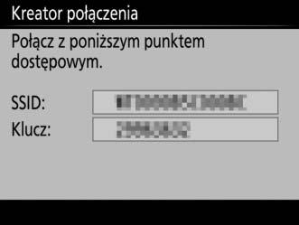 Bezpośrednie (punkt dostępowy) Wybranie Bezpośrednie (punkt dostępowy) w kroku 6 na stronie 10 włącza tryb punktu dostępowego, w którym aparat służy jako punkt dostępowy sieci bezprzewodowej.