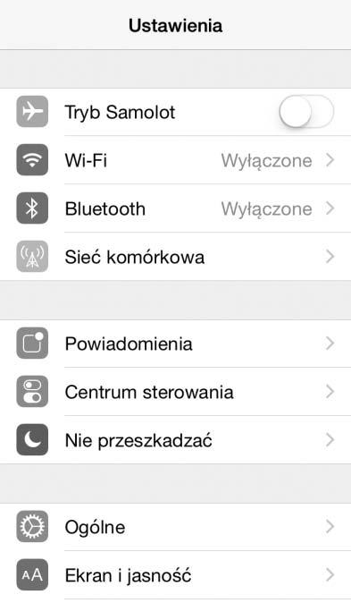 iphone 1 Stuknij w Ustawienia na