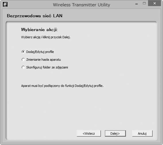 6 Wybierz Dodaj/Edytuj profile i kliknij Dalej.