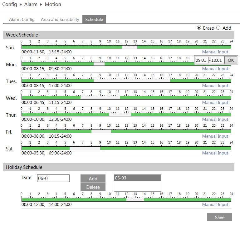 NVIP-3000 PTZ cameras series NVIP-5000 PTZ camera series - user manual ver.1.0. WWW INTERFACE - WORKING WITH IP CAMERA Schedule The camera has the possibility of scheduling alarms.