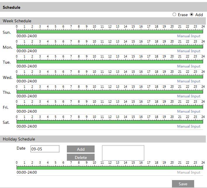 Determine the duration (Postalarm) and define the name of the connected sensor. Additionally, it is possible to give power to the alarm output of the camera.