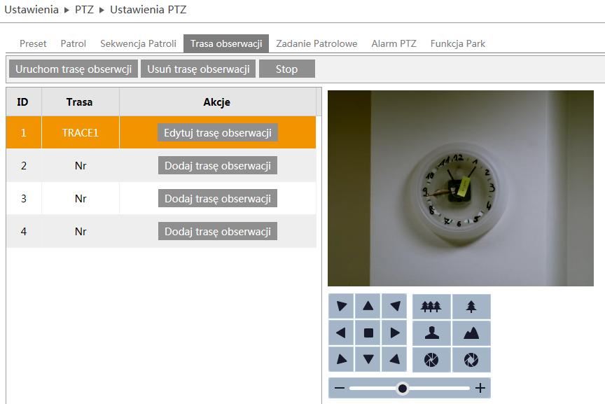 Instrukcja obsługi kamer IP PTZ serii NVIP-3000 wer.1.0. USTAWIENIA Trasa obserwacji Kamera posiada funkcje zaprogramowania trasy obserwacji.