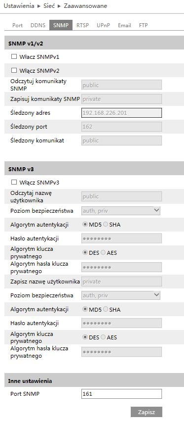 Instrukcja obsługi kamer IP PTZ serii NVIP-3000 wer.1.0. USTAWIENIA 4.5.2 Port W tej zakładce definiujemy porty przez które kamera łączy się z poszczególnymi usługami, HTTP, Port danych i Port RTSP.