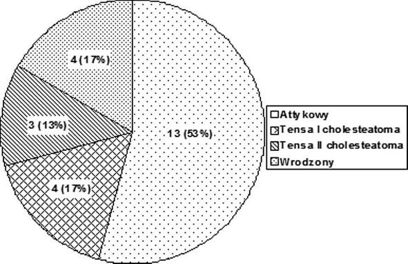 377 Tabela I. O3 CWU 4 3 54% 46% 38% Tabela II. O3 CWU attyku i mezotympanum.
