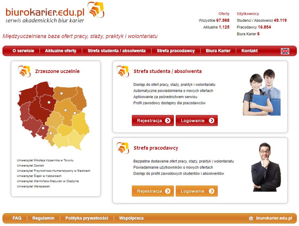 Rys. 29. Strona główna serwisu internetowego biurokarier.edu.