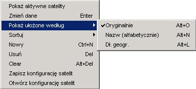 5.e Funkcje satelit Jeżeli klikną Państwo na liście satelit, na listach TV i Radio zostaną pokazane tylko te kanały, które należą do wybranej satelity.