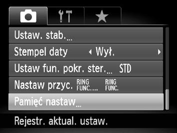 Zapisywanie ustawień fotografowania Można zapisać najczęściej używane tryby i ustawienia fotografowania.