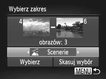 Obracanie zdjęć Wybierz jedną z kategorii. Naciśnij przycisk p, aby wybrać jeden z elementów, a następnie wybierz kategorię za pomocą przycisków qr lub pokrętła 7. Zatwierdź ustawienie.