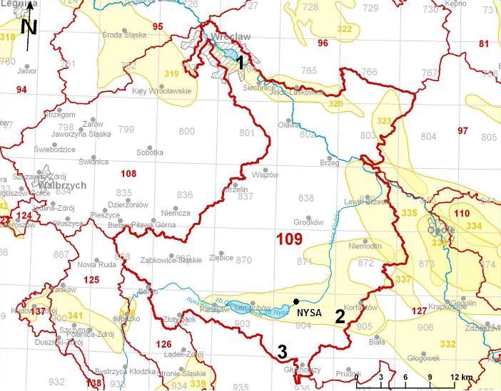 Jednolite części wód podziemnych (JCWPd) 4 Gmina Nysa zlokalizowana jest na obszarze jednolitej części wód podziemnych nr 109. Powierzchnia całkowita ww. JCWPd wynosi 4258,3 km 2.