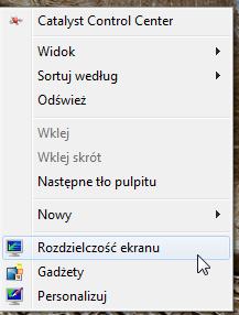 Zmiana opcji wyświetlania W Windows 7 opcje wyświetlania możemy zmienić: panel sterowania => wygląd i personalizacja