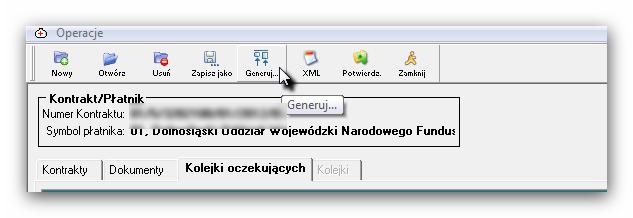 wygenerowania kolejek W wygenerowanych pozycjach nie zaleca się zmieniania danych Następnie z paska