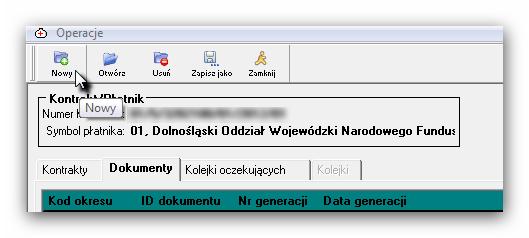 zakładce zaznaczamy odpowiedni kontrakt