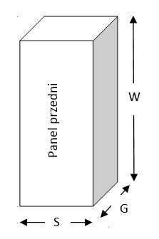 Obudowa nie może przekraczać wymiarów: Szerokość 10cm, Głębokość 34cm, Wysokość 34cm; Parametry Szerokość, Głębokość oraz Wysokość odpowiadają parametrom S, G, W rysunek powyżej (obudowa w położeniu