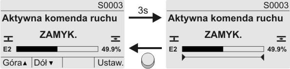 Sterownik napędu ustawczego Wskaźniki Rysunek 20: Wskaźnik w przypadku sterowania OTW - ZAMK E2 Aktualna wartość pozycji Sterowanie za pomocą wartości zadanych Jeżeli pozycjoner jest uaktywniony,