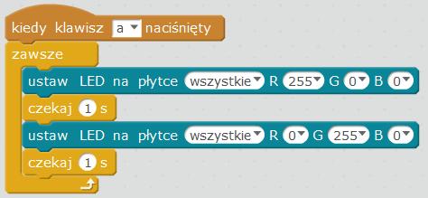 Zachęcamy uczniów do wpisywania różnych czasów czekania, np. 0.5 sekundy lub 0.