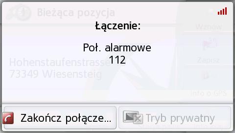 W zależności od dostępności wyświetlany jest adres lub pozycja GPS. Jeśli to możliwe, można za pomocą przycisków lub przełączać między widokami.