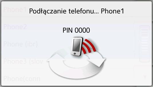 W telefonie komórkowym powinno się pojawić żądanie wprowadzenia hasła. To hasło jest ustawione przez urządzenie Urządzenie nawigacyjne.