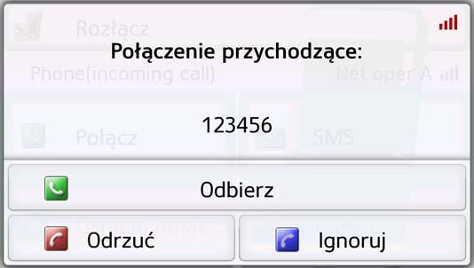 OBSŁUGA TELEFONU >>> Odbieranie połączenia telefonicznego Nadejście połączenia przychodzącego jest sygnalizowane dzwonkiem.