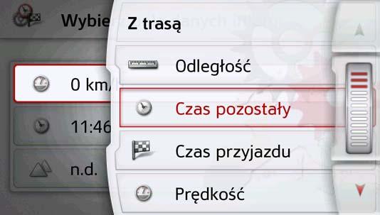 > Naciśnij przycisk Pola danych okna informacyjnego. Naciśnij pierwsze pole i wybierz jedno z możliwych wskazań. Lista opcji przesuwa się częściowo z prawej strony na okno.