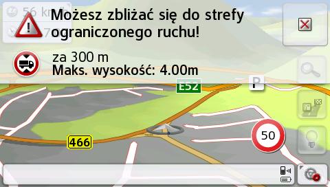 NAWIGACJA >>> kierowcę na krótko przed odpowiednimi odcinkami. Budowa komunikatu jest podobna do opisanej w rozdziale Potwierdzenie po kalkulacji trasy.