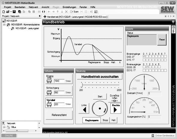 Praca Sterowanie ręczne za pomocą MOVITOOLS MotionStudio 9 9.1.