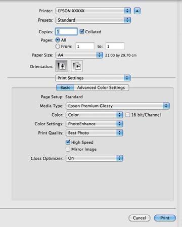 Różne funkcje związane z drukowaniem Wybierz opcję Color Management (Zarządzanie kolorami), a następnie zaznacz pole wyboru Document (Dokument).