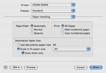 U Podstawowe metody drukowania (system Mac OS X) na stronie 31 Opcja Dopasuj do szerokości papieru rolkowego (tylko w systemie Windows) A Wyświetl kartę Main (Główne) sterownika drukarki i wybierz