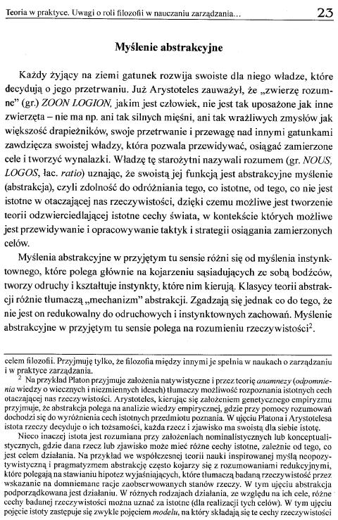 Teoria w praktyce. Uwagi o roli filozofii w nauczaniu zarzadzania... Źródło: Jan Franciszek Jacko (2009) Teoria w praktyce.