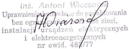 przyłączy sieci elektroenergetycznej dla szaf oświetleniowych: nr 1 przy ul. Sadowej oraz nr 2 przy ul. Knosały PROJEKT BUDOWLANY inż.