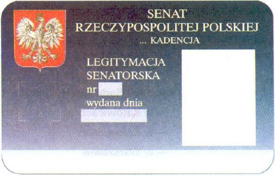 LEGITYMACJA SENATORSKA Wzór nr 2 do 10 AWERS REWERS Wzór legitymacji senatorskiej.