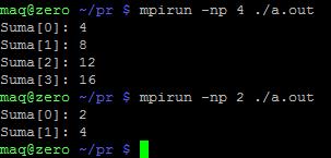 Reduce, Przykład 2 #include <stdlib.h> #include <stdio.h> #include <string.h> #include "mpi.