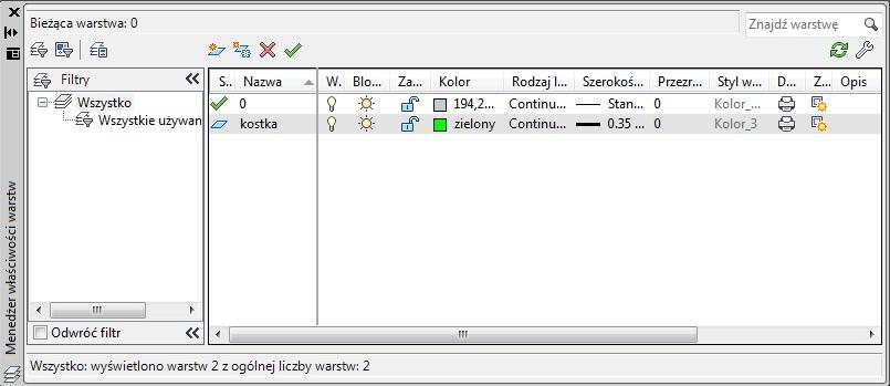 Ustaw warstwę kostka jako aktywną Na warstwie kostka narysuj kostkę (narzędzia główne kostka) rozpoczynając w punkcie 0,0,0 o wymiarach 20x20x20 jednostek.