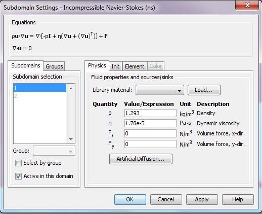 Badanie to zostało przeprowadzone z użyciem modułu Fluid Dynamics Incompressible Navier Stokes (Steady State analysis). Użyty został model 2D zaimportowany ze środowiska AutoCAD.