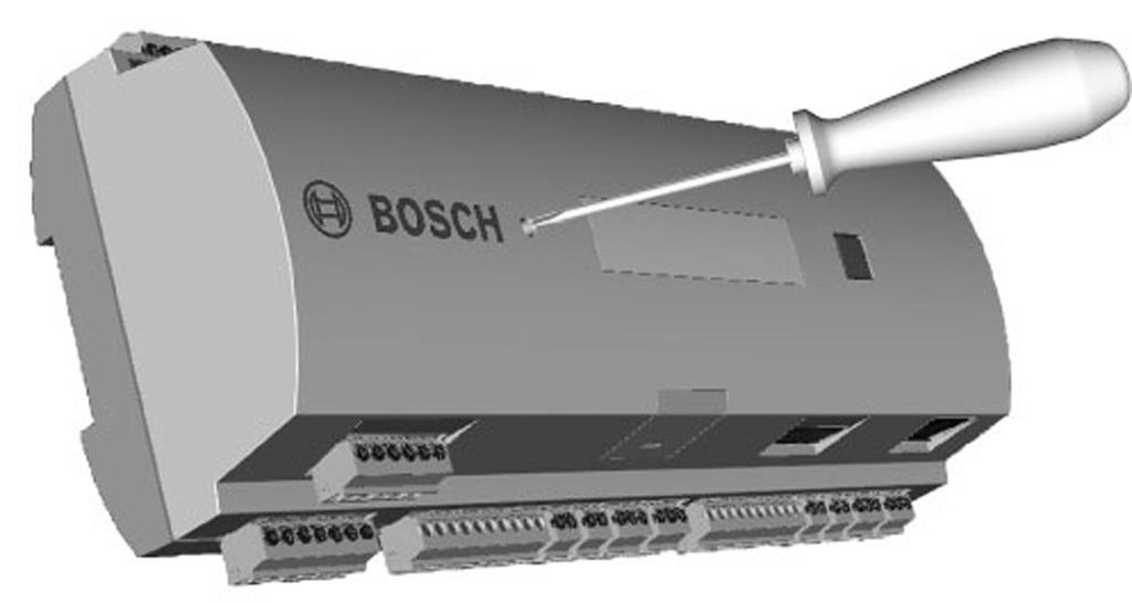 Access Modular Obsługa pl 55 5.3.1 Resetowanie oprogramowania 1. Wsuń wkrętak znajdujący się w zestawie w otwór, aby dosięgał przycisku resetowania, jak to zostało przedstawione na poniższym rysunku.