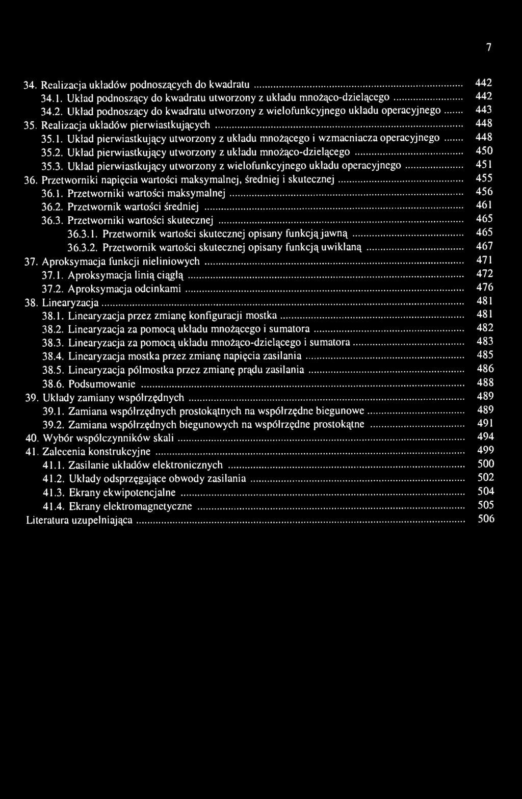 Układ pierwiastkujący utworzony z układu mnożąco-dzielącego 450 35.3. Układ pierwiastkujący utworzony z wielofunkcyjnego układu operacyjnego 451 36.