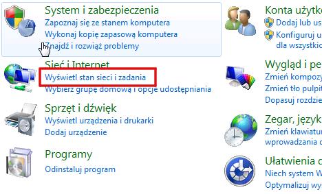 Windows 7 Krok 5 Z menu START wybierz opcje Panel sterowania Z