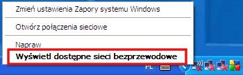 Należy sprawdzić czy komputer ma włączoną bezprzewodową kartę sieciową.