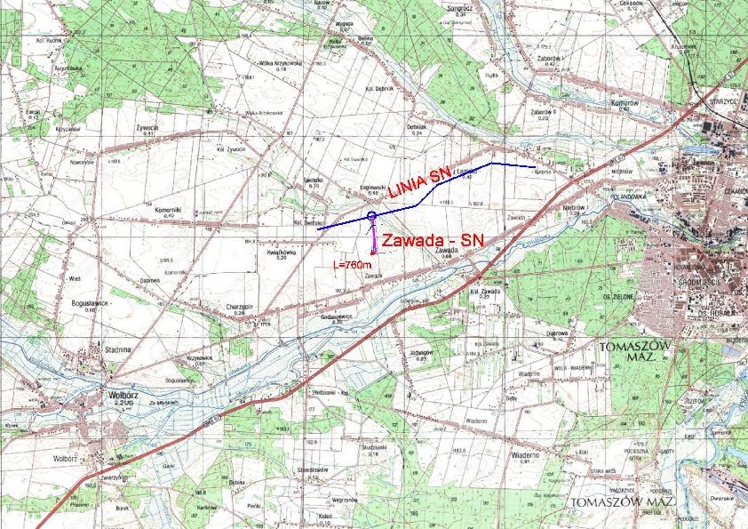 I. Informacje o inwestycji. Projekt ZAWADA I zlokalizowany jest w województwie łódzkim, powiat tomaszowski, gmina Tomaszów, obręb geodezyjny Zawada.