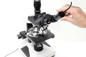 Możesz łatwo wymienić okular swojego tradycyjnego mikroskopu na kamerę okularową