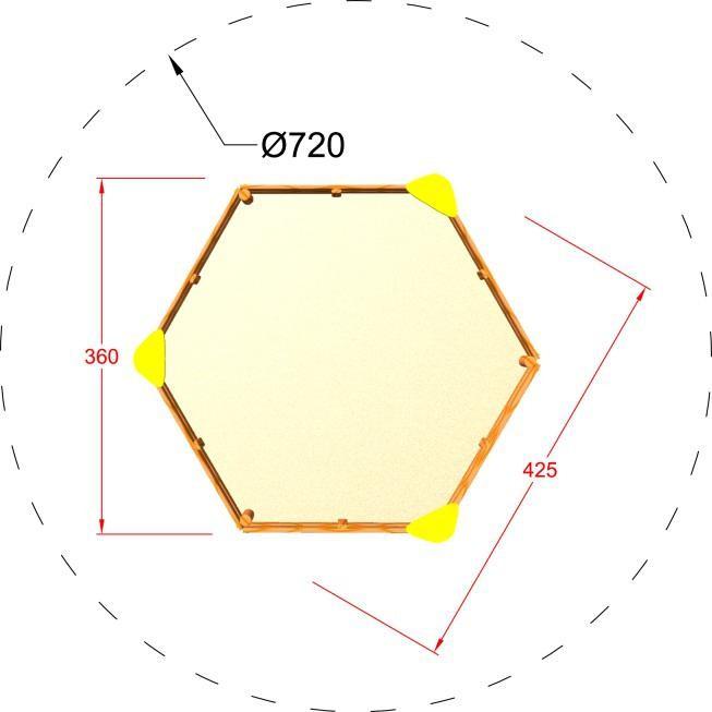 wymiary strefy bezpieczeństwa: ø720 cm przedział wiekowy: bez ograniczeń zgodne z kartą techniczną HIC wysokość swobodnego upadku: brak drewno