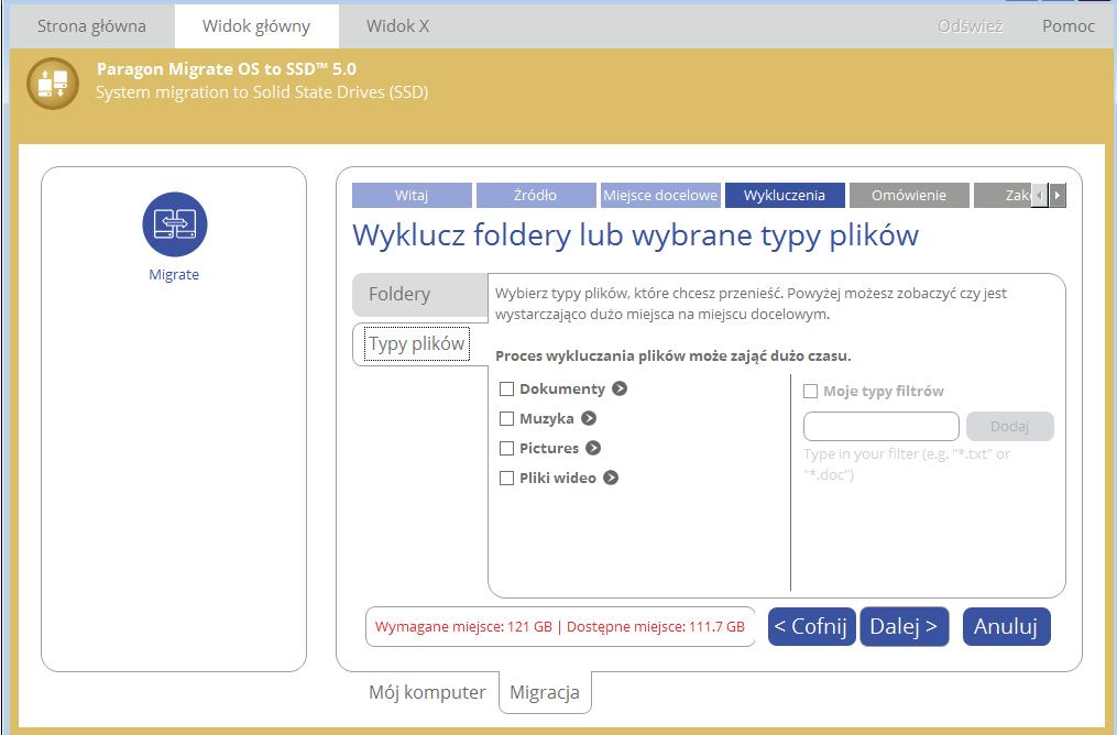 20 typów plików użyj opcji Mój typ filtrów. Po zakończeniu kliknij Oszacuj, aby upewnić się, że wykluczyłeś odpowiednią ilość danych.