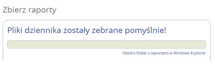 Po zakończeniu operacji, kliknij Otwórz folder z raportami, aby sprawdzić