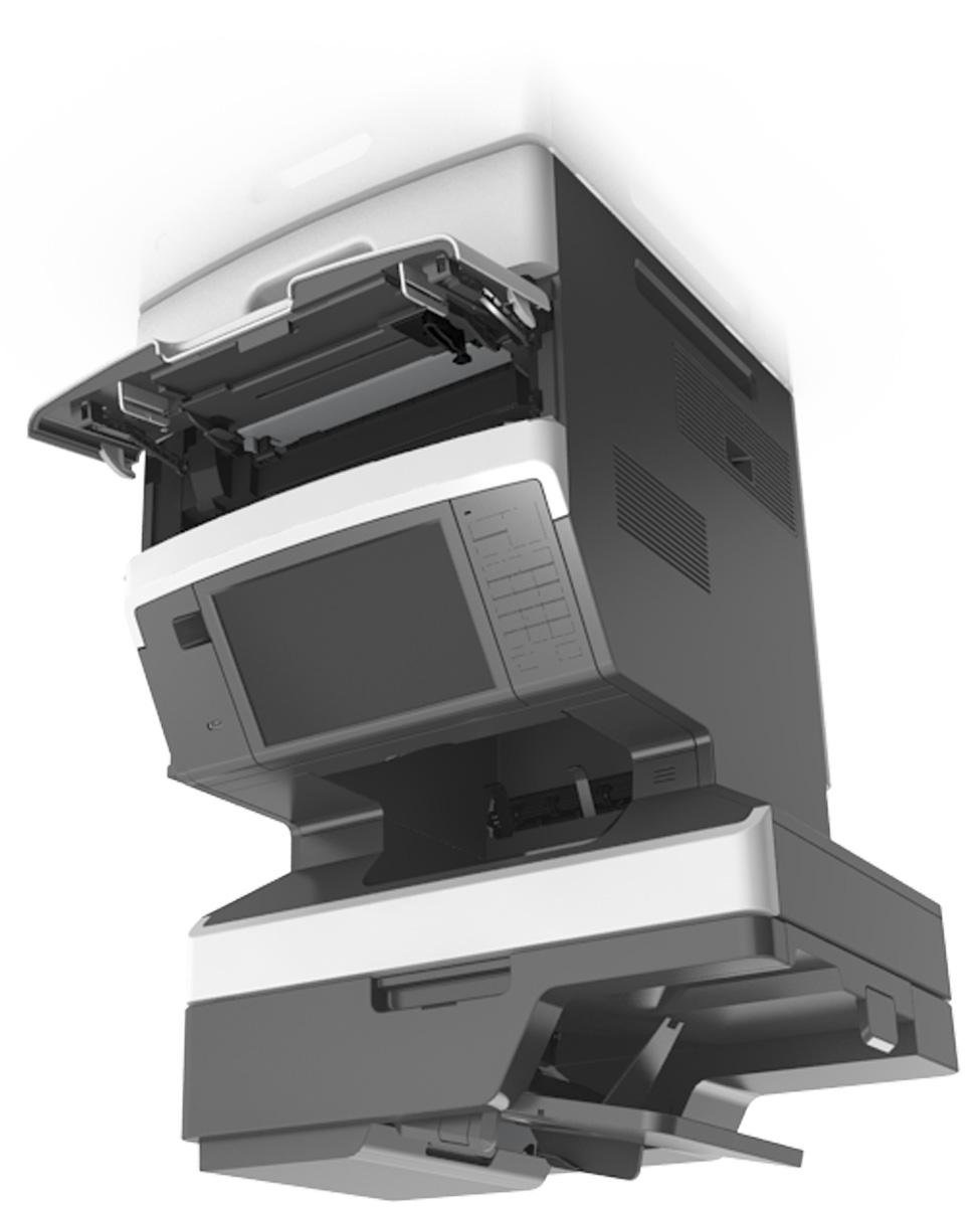 Informacje na temat drukarki 13 Model podstawowy 1 2 3 4 5 6 7 1 Automatyczny podajnik dokumentów 2 Taca automatycznego podajnika dokumentów 3 Odbiornik
