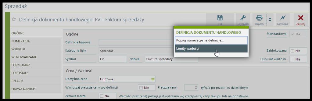 Datę można edytować na zakładce Dodatkowe lub na zakładce Ogólne, jeśli w definicji dokumentu wybrano jako nagłówek jeden z tych, które zawierają tę datę (Prosty Data Dostawy, Prosty Trzy Daty,